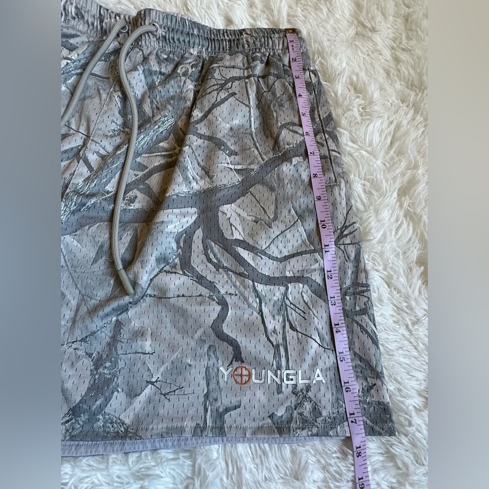 YoungLA Reversible Shorts Men’s XL x 6.5” Tree Camo Mesh Active Gym Athletic - Picture 9 of 14